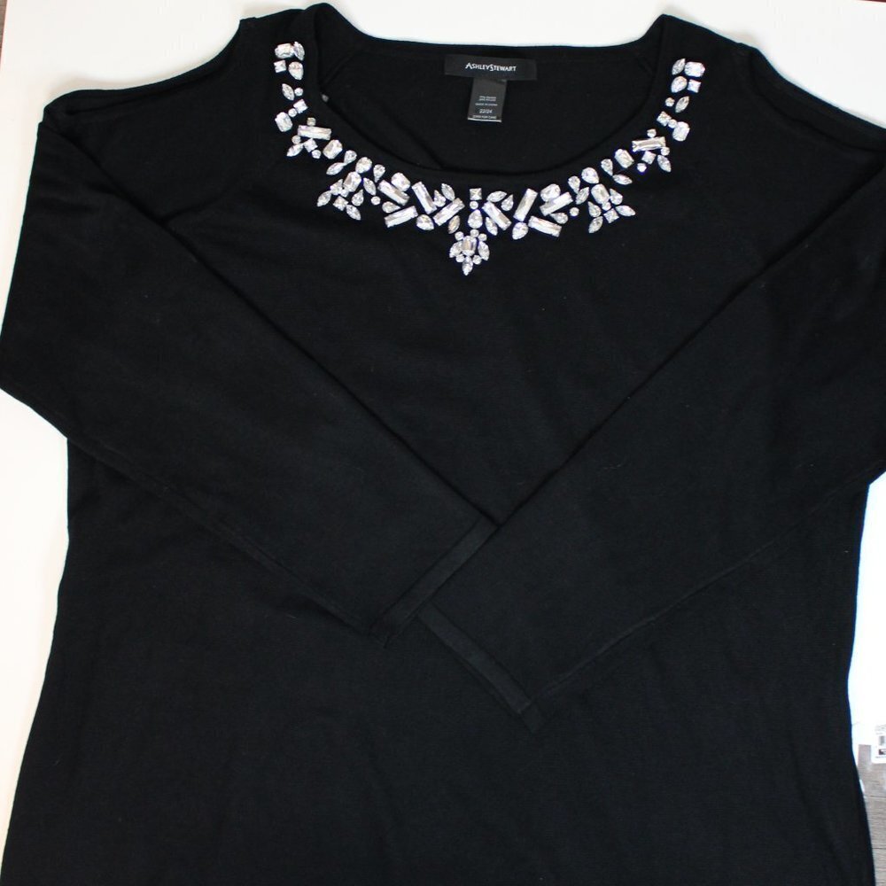 Ashley Stewart Cutout Bling Rhinestone‎ Gem Tunic